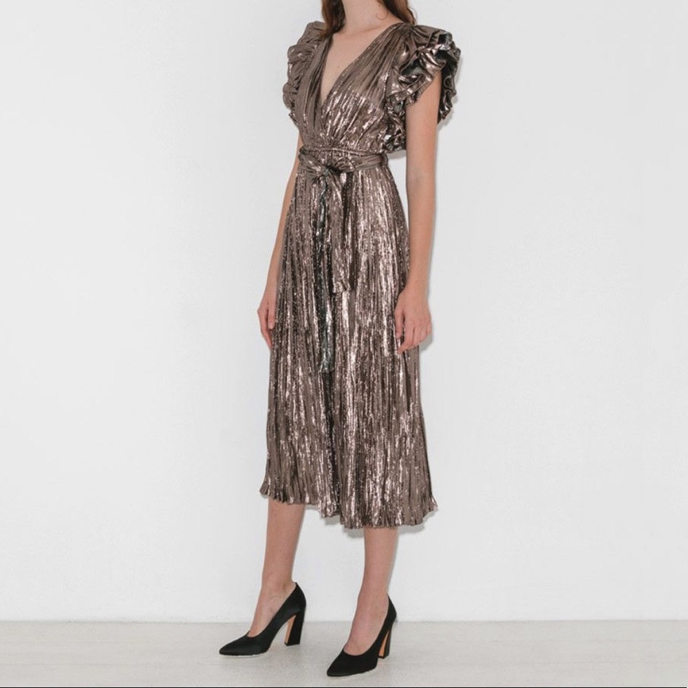NWT Ulla Johnson Donna Silk Lamé Dress, size 2 - Picture 5 of 5